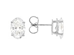 Certified Oval White Lab-Grown Diamond F VS1 14K White Gold Solitaire Stud Earrings 3.00ctw