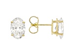Certified Oval White Lab-Grown Diamond F VS1 14K Yellow Gold Solitaire Stud Earrings 3.00ctw