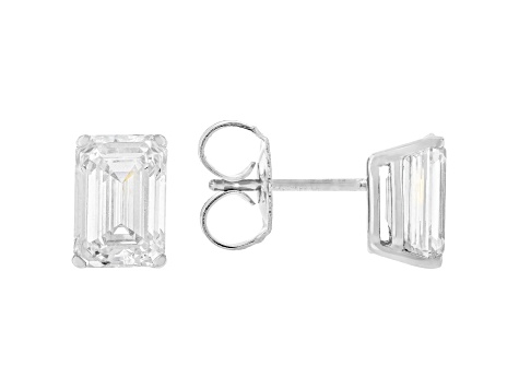 Certified Emerald Cut White Lab-Grown Diamond F VS1 14K White Gold Solitaire Stud Earrings 3.00ctw