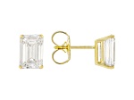 Certified Emerald Cut White Lab-Grown Diamond F VS1 14K Yellow Gold Solitaire Stud Earrings 3.00ctw