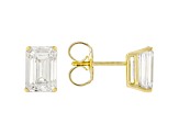 Certified Emerald Cut White Lab-Grown Diamond F VS1 14K Yellow Gold Solitaire Stud Earrings 3.00ctw