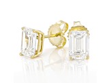Certified Emerald Cut White Lab-Grown Diamond F VS1 14K Yellow Gold Solitaire Stud Earrings 3.00ctw