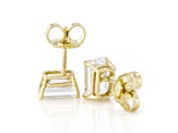 Certified Emerald Cut White Lab-Grown Diamond F VS1 14K Yellow Gold Solitaire Stud Earrings 3.00ctw