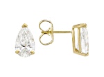 Certified Pear Shape Lab-Grown Diamond F VS1 14K Yellow Gold Solitaire Stud Earrings 3.00ctw