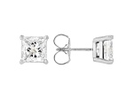 Certified Princess Cut White Lab-Grown Diamond F VS1 14K White Gold Solitaire Stud Earrings 3.00ctw