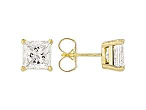 Certified Princess Cut White Lab-Grown Diamond F VS1 14K Yellow Gold Solitaire Stud Earrings 3.00ctw