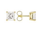 Certified Princess Cut White Lab-Grown Diamond F VS1 14K Yellow Gold Solitaire Stud Earrings 3.00ctw