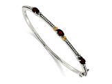 Sterling Silver with 14K Gold Over Sterling Silver Oxidized Garnet 3 Stone Bangle