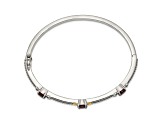 Sterling Silver with 14K Gold Over Sterling Silver Oxidized Garnet 3 Stone Bangle