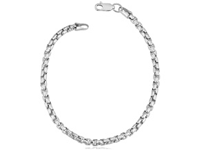 14K White Gold 2.5mm Round Box Chain Bracelet Size - 8 Inches