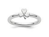 Rhodium Over Sterling Silver Stackable Expressions Diamond Clover Ring 0.005ctw
