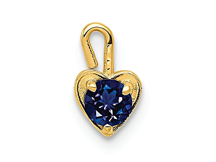 10k Yellow Gold Blue Simulant September Birthstone Heart Charm