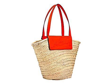 Christian Louboutin Loubishore Orange Woven Raffia Large