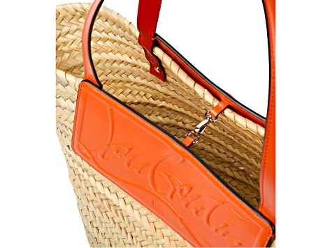【Christian Louboutin】 Loubishore Large tote bag Christian Louboutin Loubishore Orange Woven Raffia Large