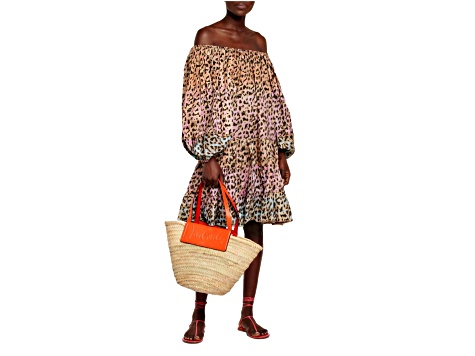 【関税送料込】ルブタン Loubishore Large leather-trimmed tote Christian Louboutin Loubishore Orange Woven Raffia Large