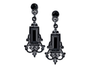 1928 Jewelry Black Crystal Vintage Drop Earrings