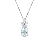 2.33ctw Aquamarine and 0.50ctw Diamond 14k White Gold Pendant With Chain