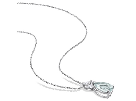 2.33ctw Aquamarine and 0.50ctw Diamond 14k White Gold Pendant With Chain