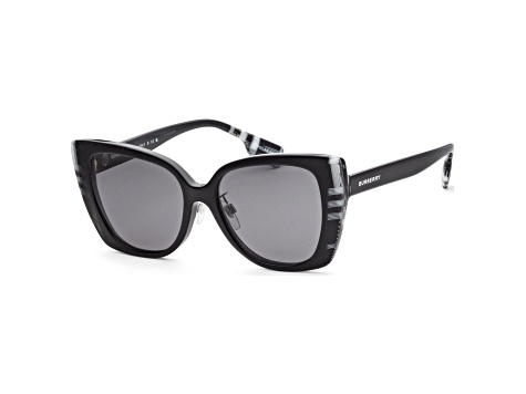 Burberry Women's Meryl 54mm White and Black Checker Sunglasses  | BE4393F-405181-54