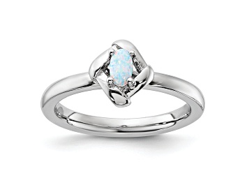 Picture of Sterling Silver Stackable Expressions Lab Created Opal Ring 0.09ctw