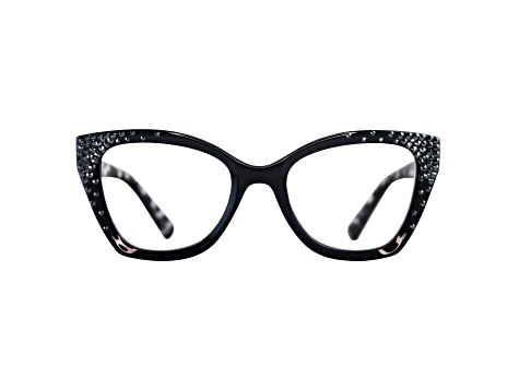 Black Crystal Square Frame Reading Glasses. Strength 1.50