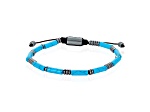 Invicta Jewelry Men's Turquoise Tube and Hematite Stone Bead Adjustable Bracelet (4mm)