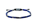 Invicta Jewelry Men's Lapis Lazuli Tube and Hematite Stone Bead Adjustable Bracelet (4mm)