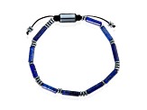Invicta Jewelry Men's Lapis Lazuli Tube and Hematite Stone Bead Adjustable Bracelet (4mm)