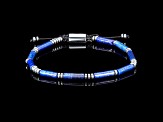 Invicta Jewelry Men's Lapis Lazuli Tube and Hematite Stone Bead Adjustable Bracelet (4mm)