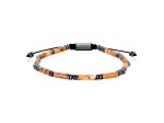Invicta Jewelry Men's Picture Jasper Tube and Hematite Stone Bead Adjustable Bracelet (4mm)