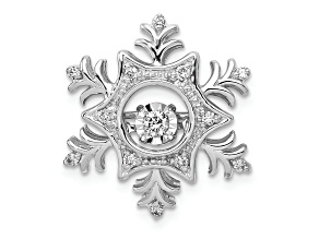 Rhodium Over 14k White Gold Vibrant Moving Diamond Snowflake chain slide