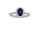 1.20ctw Sapphire and Diamond Engagement Ring in 14k White Gold