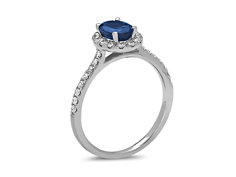 1.20ctw Sapphire and Diamond Engagement Ring in 14k White Gold