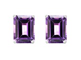 8x6mm Emerald Cut Amethyst 14k White Gold Stud Earrings