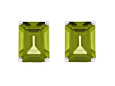 8x6mm Emerald Cut Peridot 14k White Gold Stud Earrings