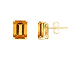 8x6mm Emerald Cut Citrine 14k Yellow Gold Stud Earrings