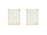 8x6mm Emerald Cut Opal 14k Yellow Gold Stud Earrings