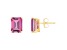 8x6mm Emerald Cut Pink Topaz 14k Yellow Gold Stud Earrings