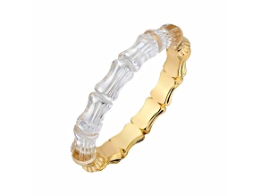 14K Yellow Gold Over Sterling Silver Lucite Bamboo Bangle in Clear