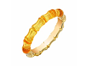 14K Yellow Gold Over Sterling Silver Lucite Bamboo Bangle in Honey