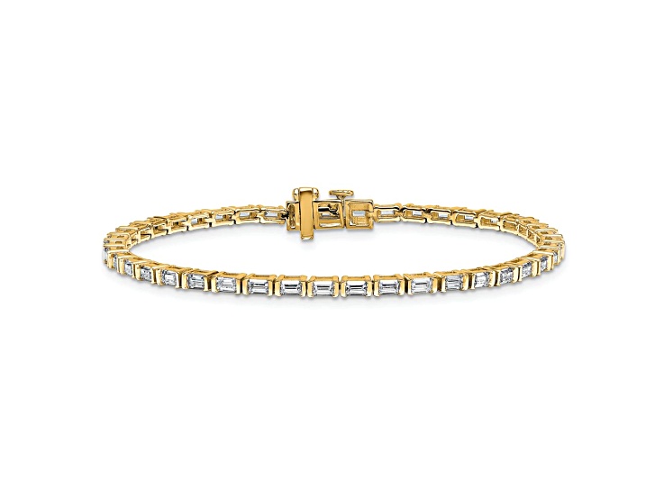 Emerald Cut White Lab-Grown Diamond G-H SI 14K Yellow Gold Tennis Bracelet 4.30ctw