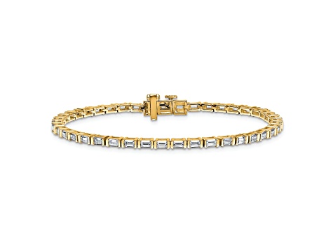 Emerald Cut White Lab-Grown Diamond G-H SI 14K Yellow Gold Tennis Bracelet 4.30ctw