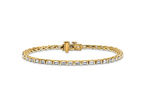 Emerald Cut White Lab-Grown Diamond G-H SI 14K Yellow Gold Tennis Bracelet 4.30ctw