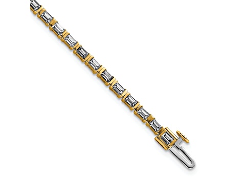 Emerald Cut White Lab-Grown Diamond G-H SI 14K Yellow Gold Tennis Bracelet 4.30ctw