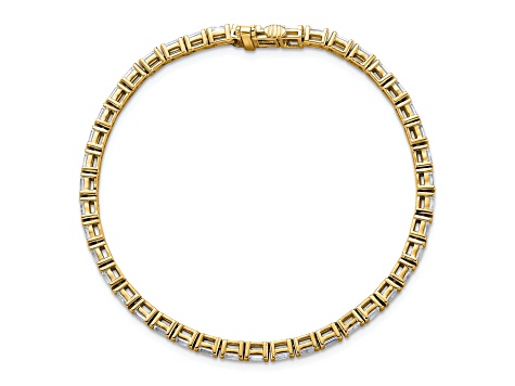 Emerald Cut White Lab-Grown Diamond G-H SI 14K Yellow Gold Tennis Bracelet 4.30ctw