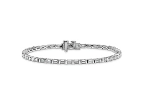 Emerald Cut White Lab-Grown Diamond G-H SI 14K White Gold Tennis Bracelet 4.30ctw