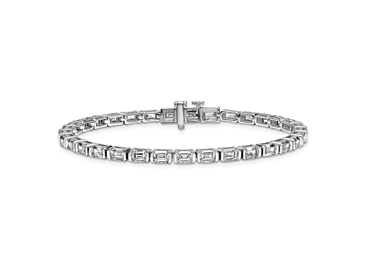 Emerald Cut White Lab-Grown Diamond G-H SI 14K White Gold Tennis Bracelet 7.40ctw