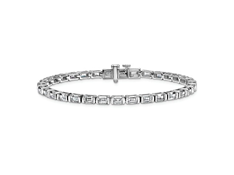 Emerald Cut White Lab-Grown Diamond G-H SI 14K White Gold Tennis Bracelet 7.40ctw