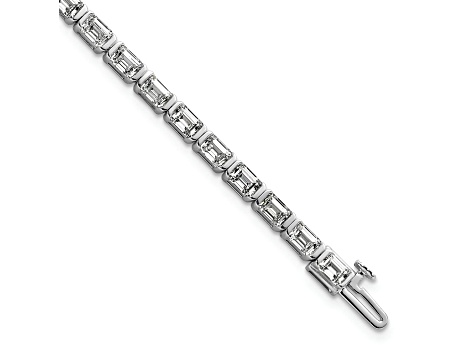 Emerald Cut White Lab-Grown Diamond G-H SI 14K White Gold Tennis Bracelet 7.40ctw