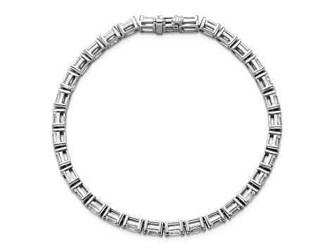 Emerald Cut White Lab-Grown Diamond G-H SI 14K White Gold Tennis Bracelet 7.40ctw